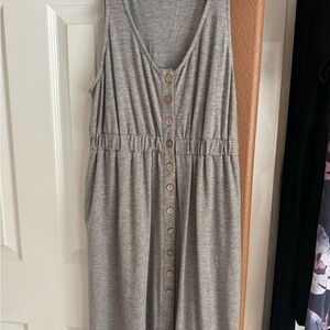 Gray Sleeveless Button-Down Dress